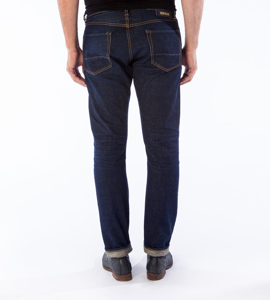 Men’s Straight Fit Hemp Blend Jeans – Dark 3D Wash