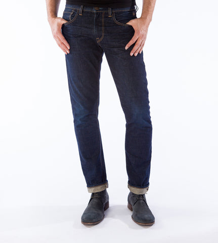Men’s Straight Fit Hemp Blend Jeans – Dark 3D Wash