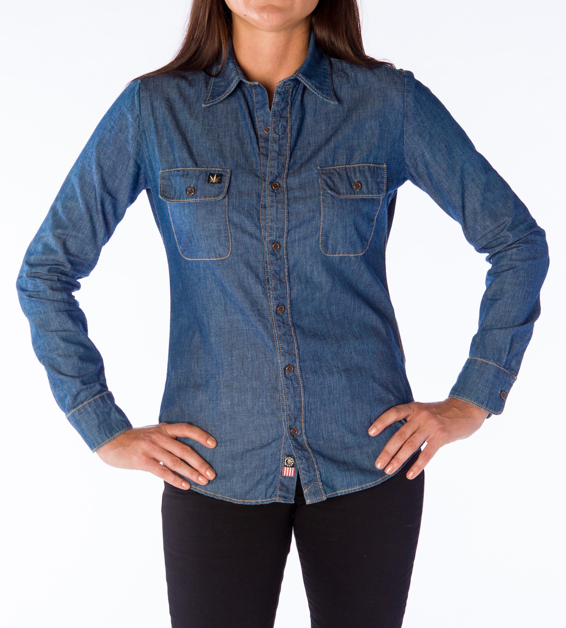 Women's Classic Cotton Denim Shirt | HempBlue Sustainable Women's Classic Cotton Denim Shirt | HempBlue Sustainable